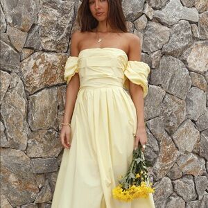 Bella Maxi Off-Shoulder Dress Yellow
